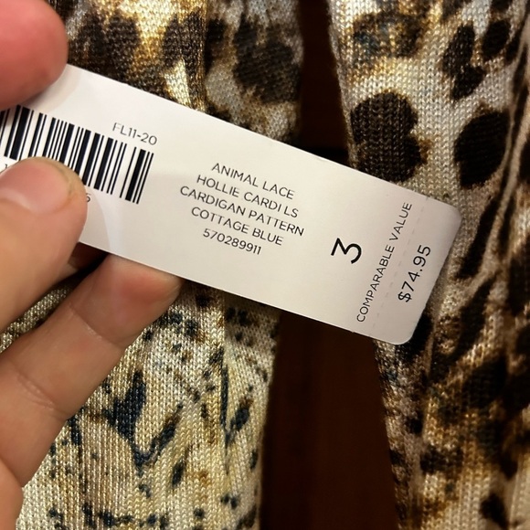 CHICO’S ANIMAL PRINT CARDIGAN NWT - Picture 5 of 7